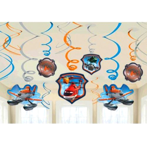DISNEY PLANES HANGING SWIRL DECORATIONS (12) ~ Birthday Party Supplies Cutout