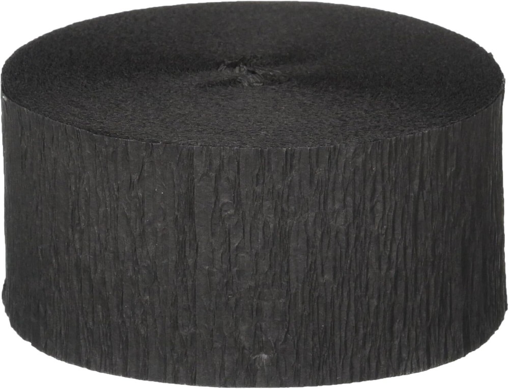 Beistle Festive Crepe Streamer (black) 85 Feet x 1.75 Inch Wide. MADE IN THE USA