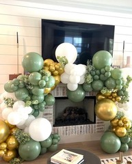 Sage Green Balloons, 50pcs 12inch Sage Green White Metallic Gold Confetti Bal…