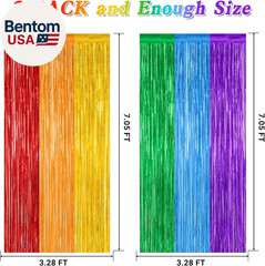 2 Pack Rainbow Backdrop Curtains, 3.28 FT X 7.05 FT Colofull Party Decorations,