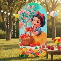 Snow White and the Seven Dwarfs Arch Backdrop Cover Birthday Party Decorations