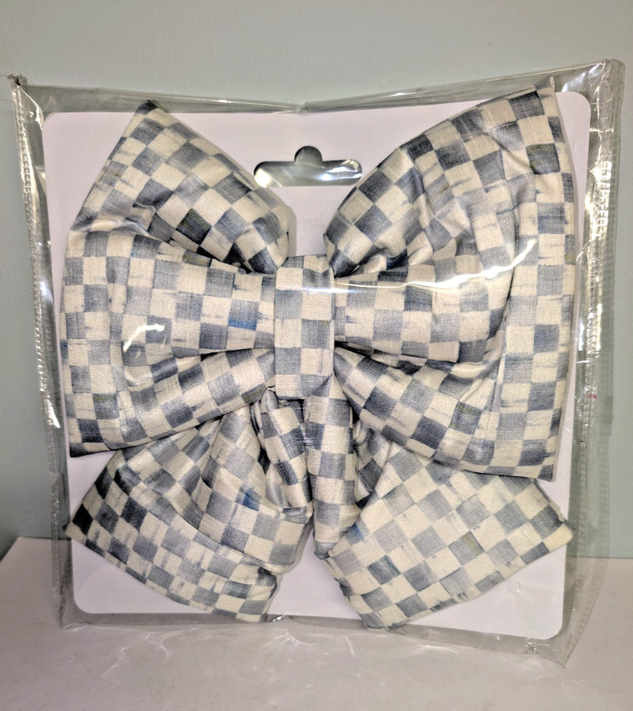 MacKenzie Childs Sterling Check Bow Medium 7 x 11″ Silver Gray Weddings Parties
