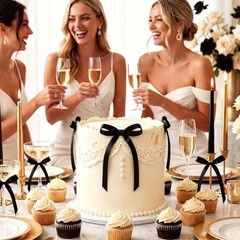 30 Pack Black Bow Cupcake & Cake Toppers for Graduation, Birthday, Wedding