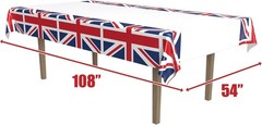 2-Pack Union Jack Rectangular Plastic Tablecovers Royal English Party