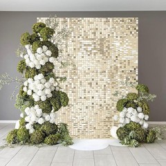 House Backdrop Light Gold Shimmer Wall Disco Backdrop 6ftx4ft for Wedding