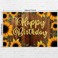 Sunflower Happy Birthday Rustic Wood Banner Backdrop Sunflowers Flowers Fall The