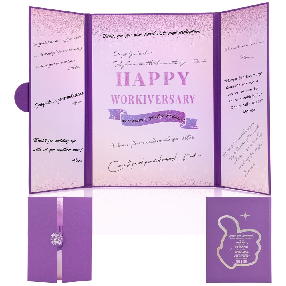 Elegant Purple Work Anniversary Party Decorations – Happy Workiversary Signat…