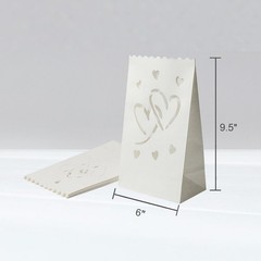 Valentines Day 50 PCS White Luminary Bags with Hearts, Upgraded Moisture-Proo…