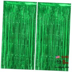 Thicken Streamers 2 Pack 3.2 x 8.2 FT, Tinsel 38.4″W x 98.4″L (Pack of 2) Green