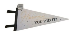 Celebrate White, Black & Gold Grad Felt Pennant 20″ x 9″
