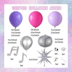 Music Hunter Balloon Arch Kit – 153Pcs Kpop Party Decorations with Disco Ball…