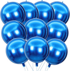 22 Inch Blue Mylar Balloons, 10Pcs Big Metallic Balloons,Large 4D Giant round…