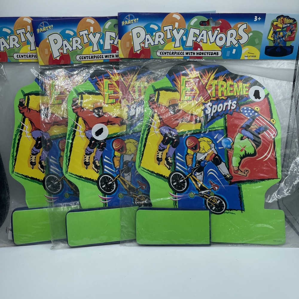 3 Fun Party Pack Centerpiece With Honeycomb Extreme Sports 10.5” X 8.5”