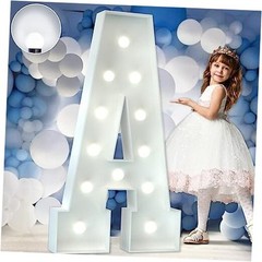 4FT Marquee Letters A for Party Decorations, Marry Me, Baby Letter A 4FT White