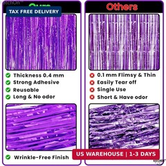 KatchOn, Metallic Purple Foil Fringe Curtain – Pack of 2 | Streamer Backdrops fo