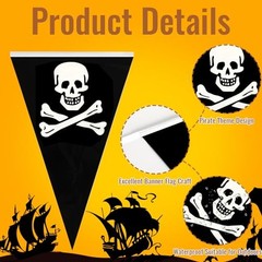 52.5 Ft Pirate Banner, Pirate Party Decorations Birthday Halloween Black