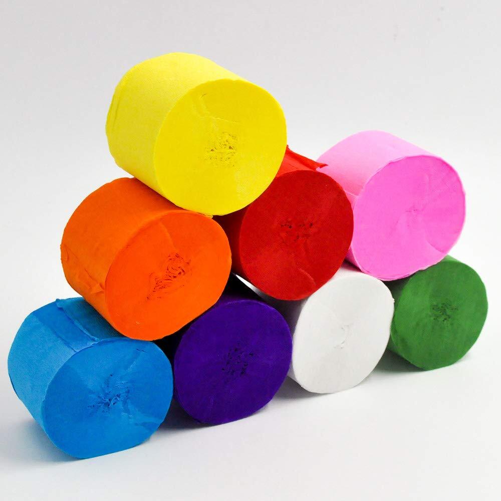 8 Rolls Crepe Paper Streamers in 8 Colors Wedding Birthday Baby Shower Gradua…