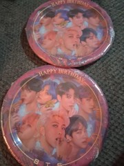 Kpop BTS Birthday Party Kit Supplies Table Covers Plates Cups Hats Straws +