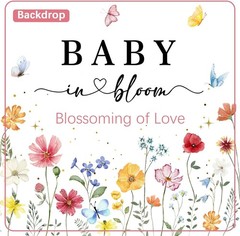 Wildflower Baby in Bloom Backdrop Banner Shower Decorations Pink Yellow
