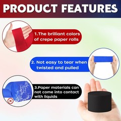 Red Blue Black White Carnival Crepe Paper Party Streamers Rolls 8 Pack Set