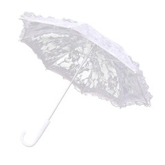Mini White Lace Parasol 19.6″, Vintage Embroidery Decorative Umbrella for Wed…