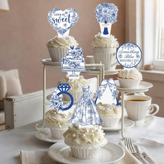 48pcs Something Blue Before I Do Theme Cupcake Toppers Something Blue Before I D