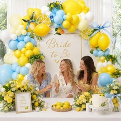 160Pcs Lemon Balloon Arch Kit, Blue Yellow Lemonade Balloons Garland for Summ…