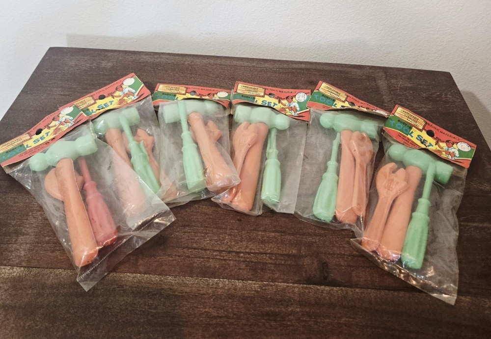 NOS Boys Bday Party Favor Tool Set Set Of 6 4.5″ Inv626-60