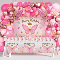 Butterfly Birthday Decoration set -Pink Birthday Decoration set for girls