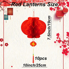 10Pcs Chinese Lanterns – round Hanging Chinese New Year Lantern Lunar New Year D