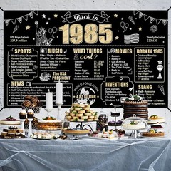 Eiurteao Large 40th Birthday Decorations Back in 1985 Banner Black Gold