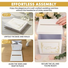 Wedding Card Box – 9″ x Collapsible 9 inches x 9 x 9 inches, White