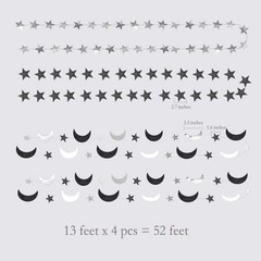 Black Silver Moon Garland Twilight Decoration Star Streamer Gothic Party Deco…
