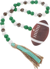 Rugby Tag Wooden Bead Tassel Garland – 32.28 Inch Football Party Décor, Multi-Co