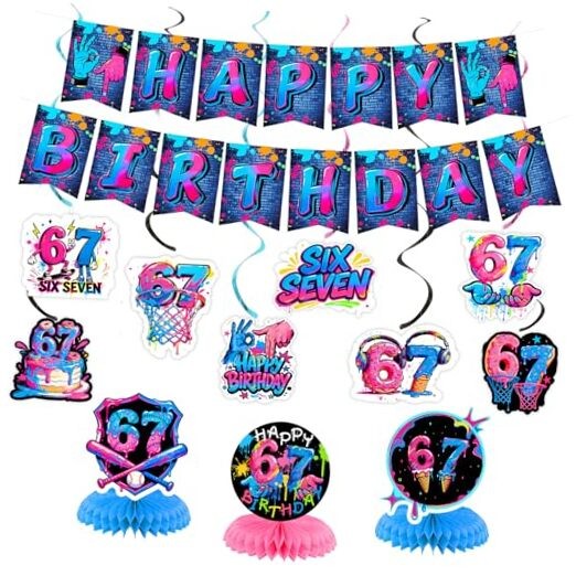 6 7 Birthday Decorations Neon Party Decoration 67 Birthday Decoration Set02