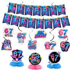 6 7 Birthday Decorations Neon Party Decoration 67 Birthday Decoration Set02