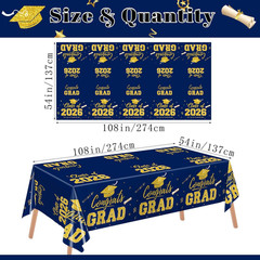 Graduation Decorations 2026, 2 Pack Graduation Tablecloths, Congrats Grad Dispos