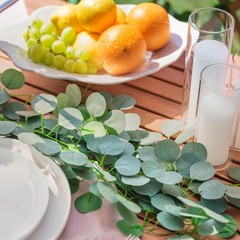 24 Pack Eucalyptus Garland, Artificial Greenery Garland Faux Eucalyptus Leaves