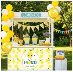 34Pc Lemonade Stand Decorations Banner Balloon Garland Kids Summer Party Set