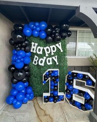 Blue and Black Balloon Arch Kit – 154Pcs 5 10 12 18 inch Royal Blue and Black…