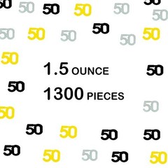 Number 50 Metallic Confetti Gold Black Silver Birthday Anniversary Table Decor