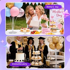 4 Sets Balloon Stand Kit For Table, Balloon Sticks with Base Birthday Graduat…