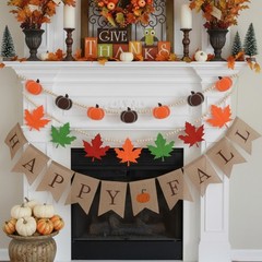 VitalCozy 3 Pcs Pre Strung Happy Fall Banner Felt Happy Fall Garland