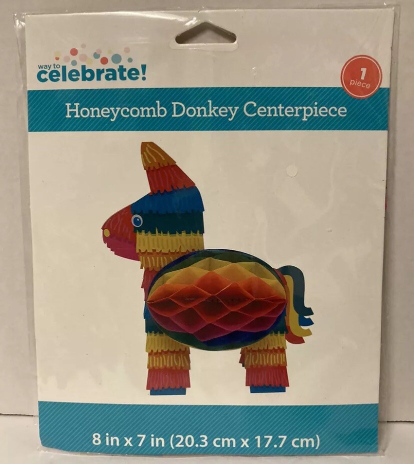 Celebrate Honeycomb Donkey Centerpiece Fiesta 8” X 7″ Party Decoration -MouthyMo