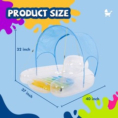 Pool Float with Canopy, Pool Chair Lounge Raft with Cup Holder, 40″ x 37″ x 32″