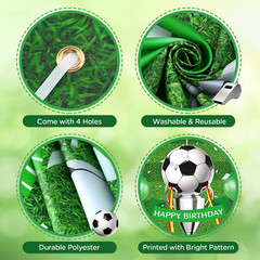 Soccer Happy Birthday Banner for Boys Teens – Large Sport Themed Birthday Banner