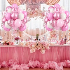 Pink and White Balloons 60pack, 12″ Macaron Pink, Metallic Pink, White and Pi…
