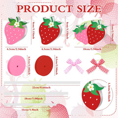 6 Pcs Strawberry Table Decorations Wooden Strawberry Centerpieces for Berry Firs