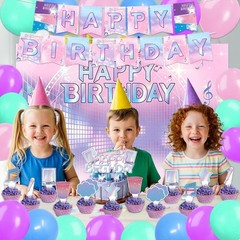 42Pcs Kpop Birthday Party Decor w. Backdrop,Toppers, Balloons, & BONUS Trays!