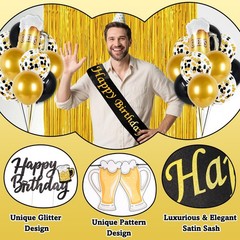 Black and Gold Birthday Decorations, 45PCS Happy Birthday Balloons Decoration…